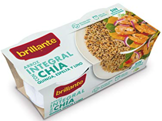 Espaguetis de calabacín con lomos de cerdo y arroz integral con chia.